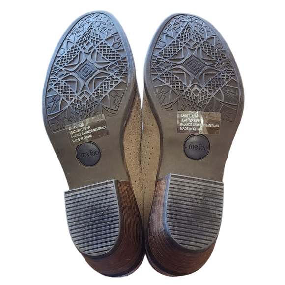 Me Too Zadiee Mules Shoes Women's 6M Beige Suede Stacked Heel Slip On - Picture 11 of 11